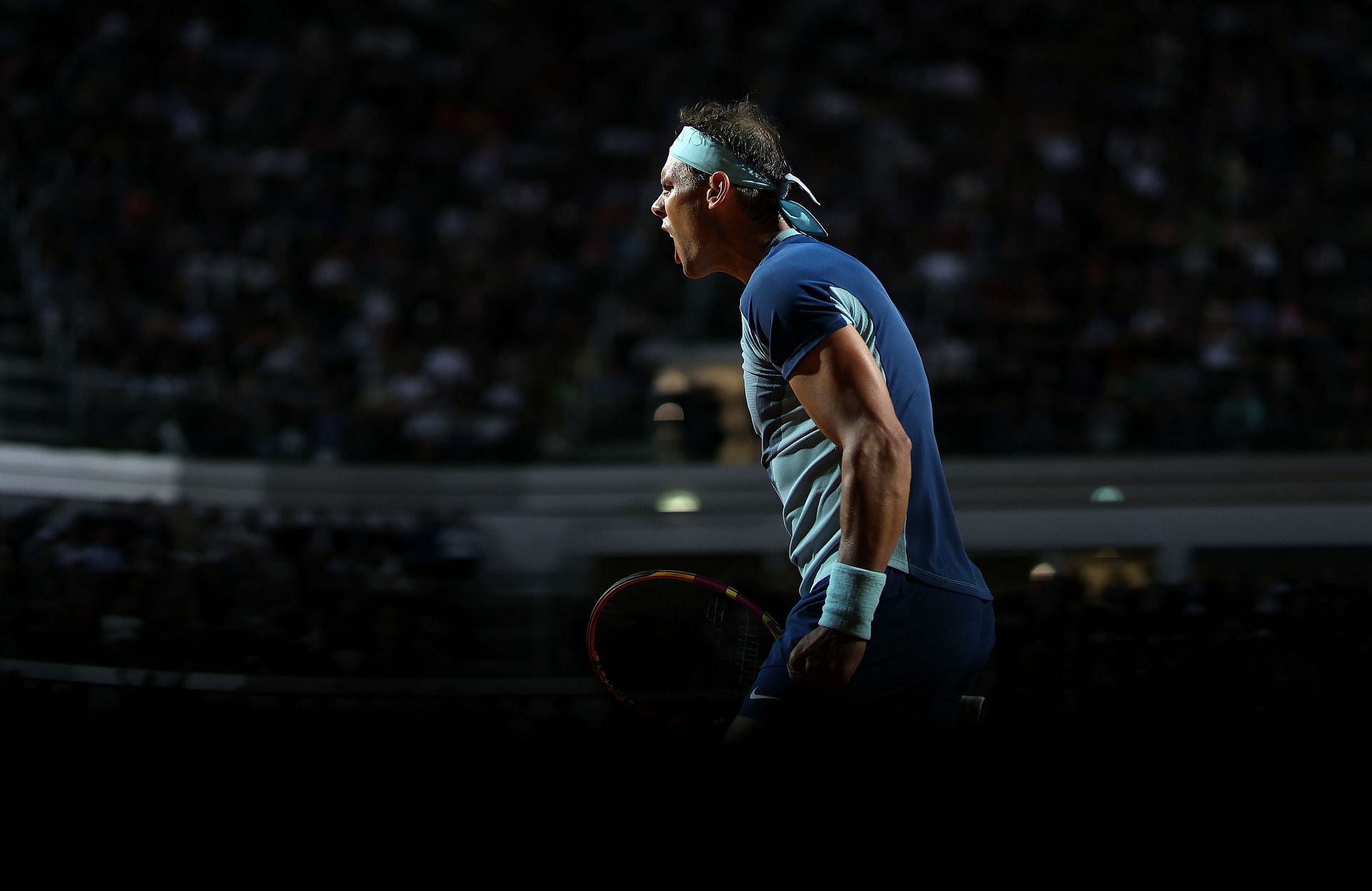 Nadal in action at the 2022 Internazionali BNL D'Italia - Day Five against Denis Shapovalov