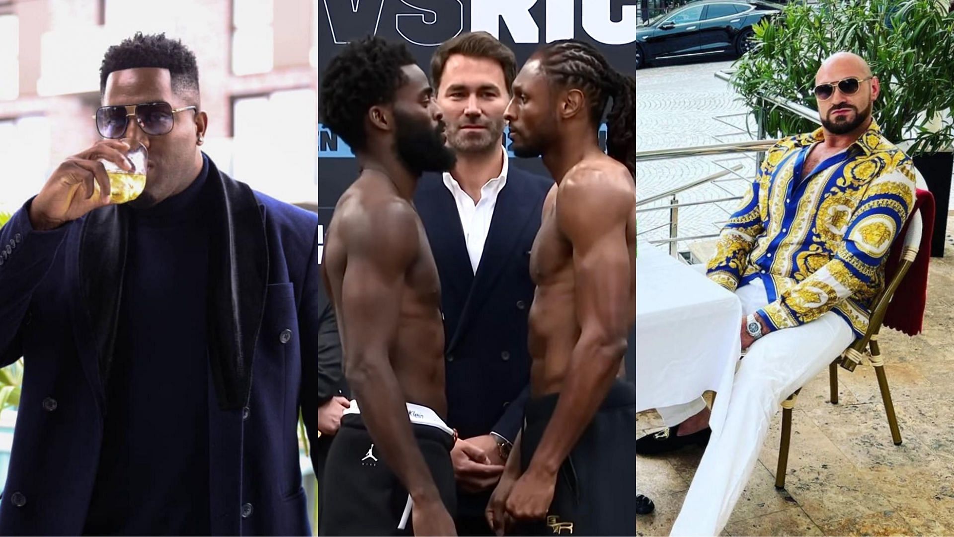 Dean Whyte (left, @_deanwhyte), Joshua Buatsi &amp; Craig Richards (center, @matchroomboxing), Tyson Fury (right, @tysonfury) [images courtesy of Instagram]