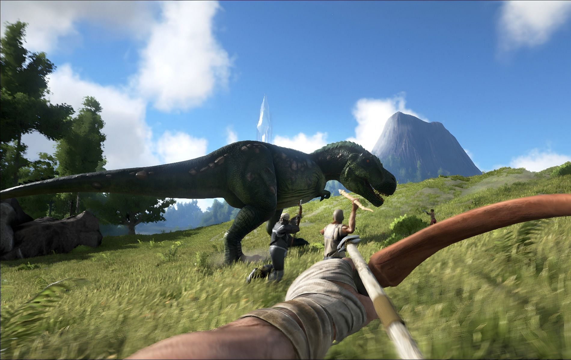 Hunting down a Rex in ARK Lost Island (Image via Steam)