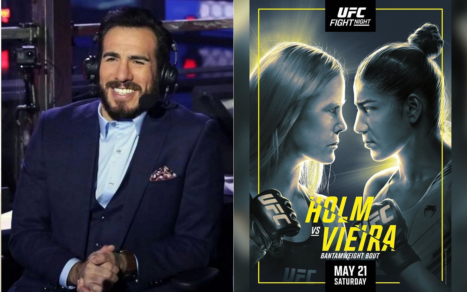 Kenny Florian (left) and Holly Holm &amp; Ketlen Vieira (right) [Image credits: @kennyflorian on Instagram and @ufc on Twitter]