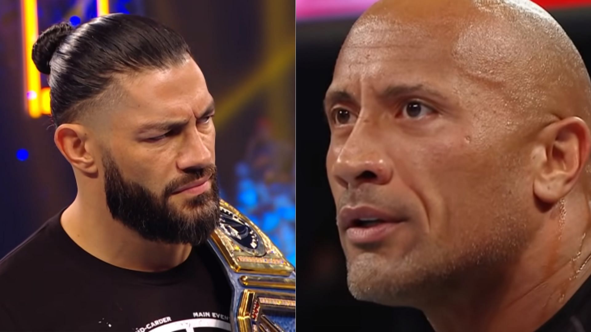 Roman Reigns (left); Dwayne &quot;The Rock&quot; Johnson (right)