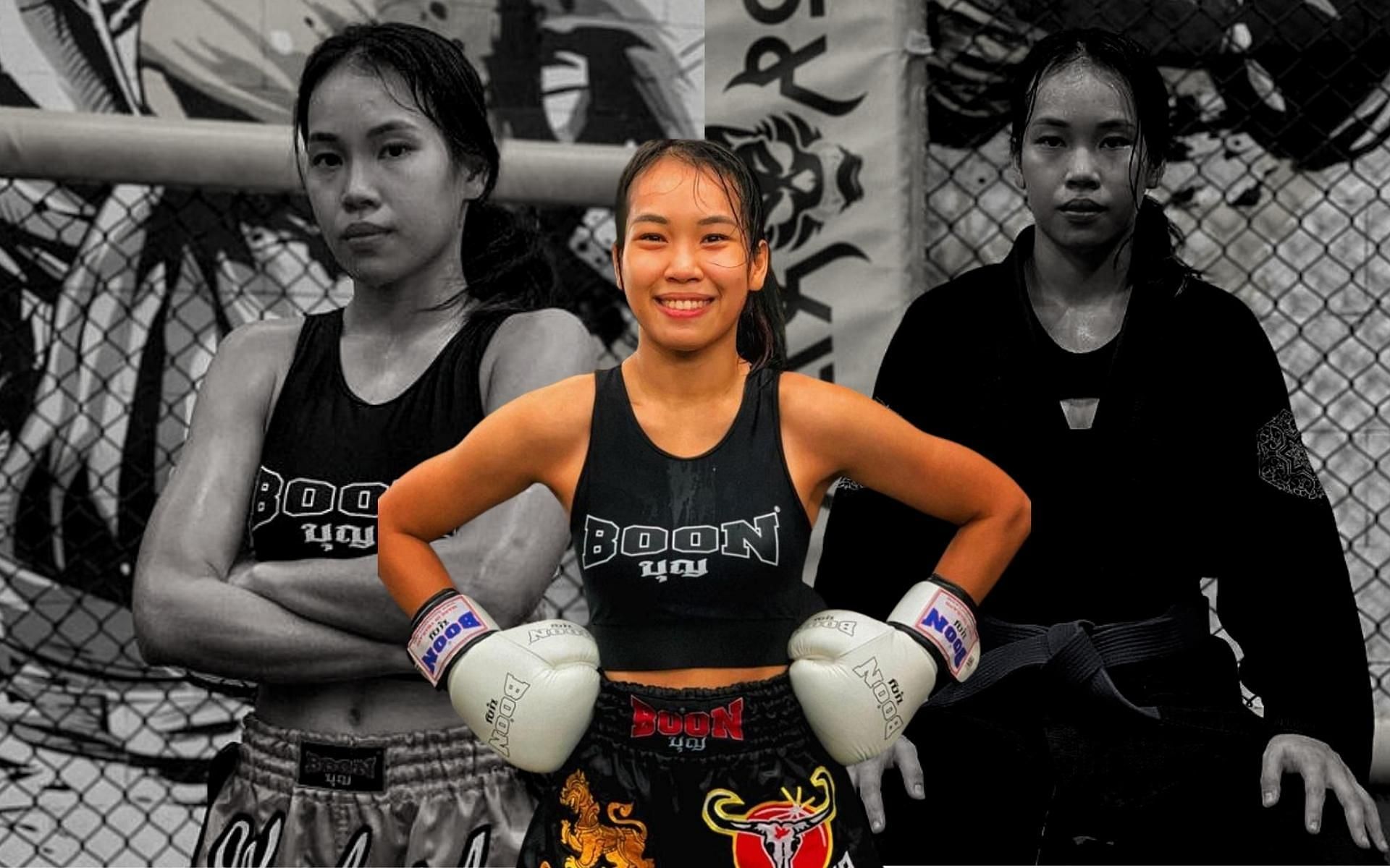 ONE Championship Muay Thai strawweight Wondergirl Jaroonsak will make her MMA debut at ONE 157. (Images courtesy: @natwondergirl on Instragram)