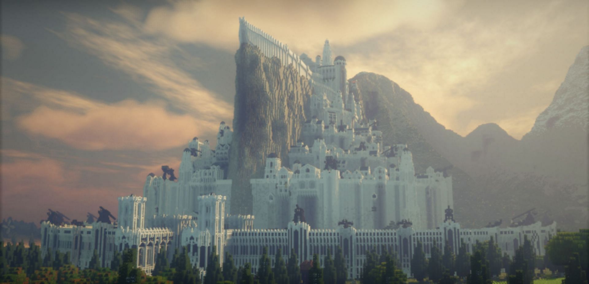 Minas Tirth, capital of Gondor (Image via MinecraftMiddleEarth/Planet Minecraft)