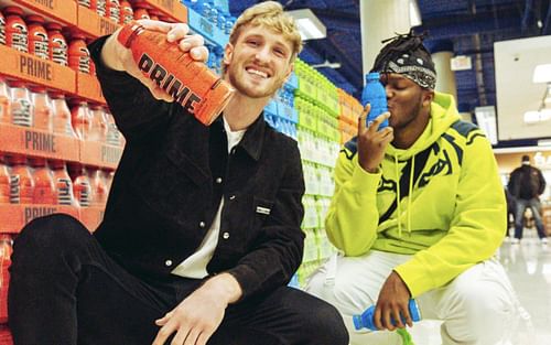 Logan Paul and KSI during the launch of Prime Hydration