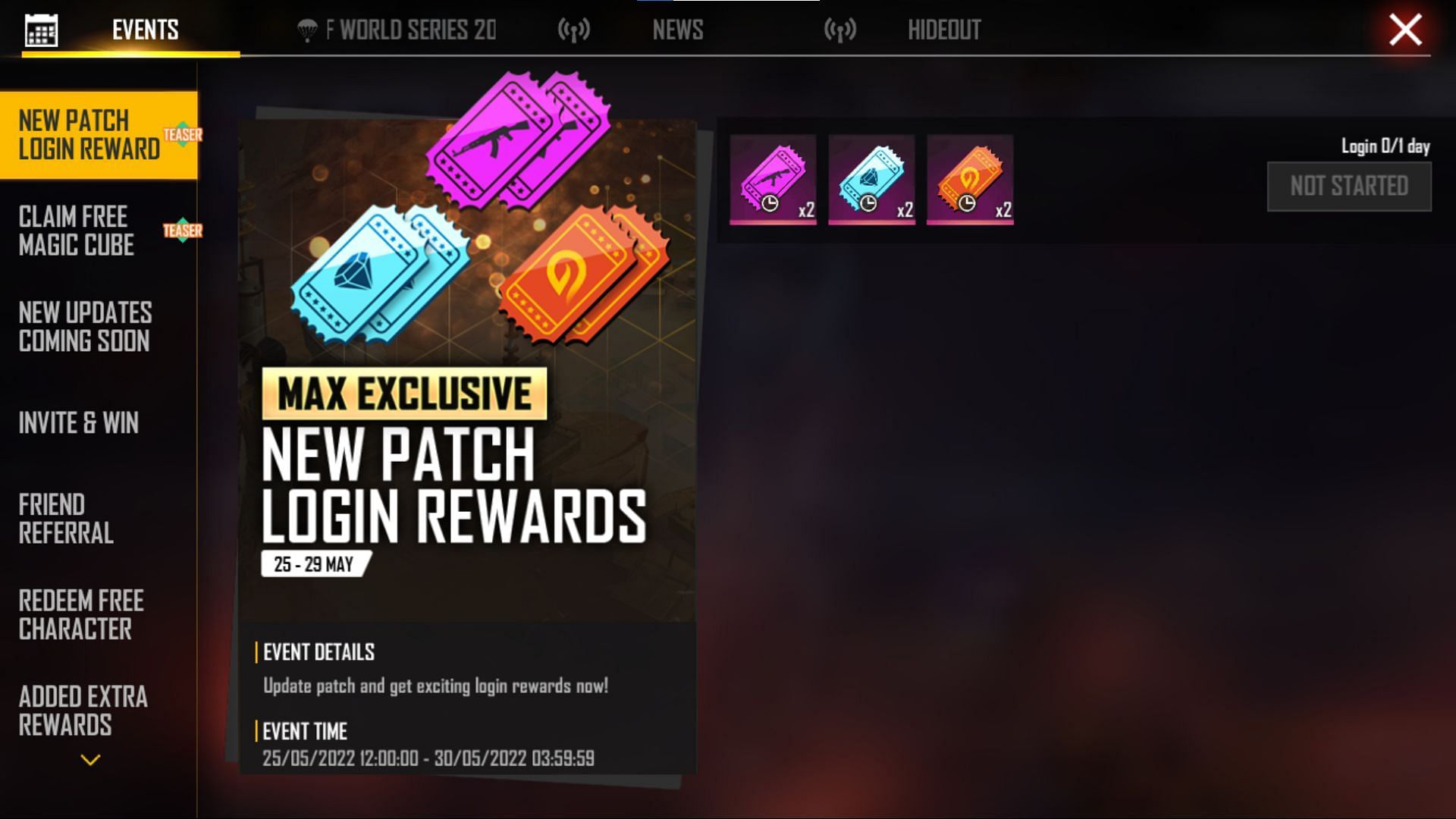 These are the login rewards that gamers will be able to claim (Image via Garena)