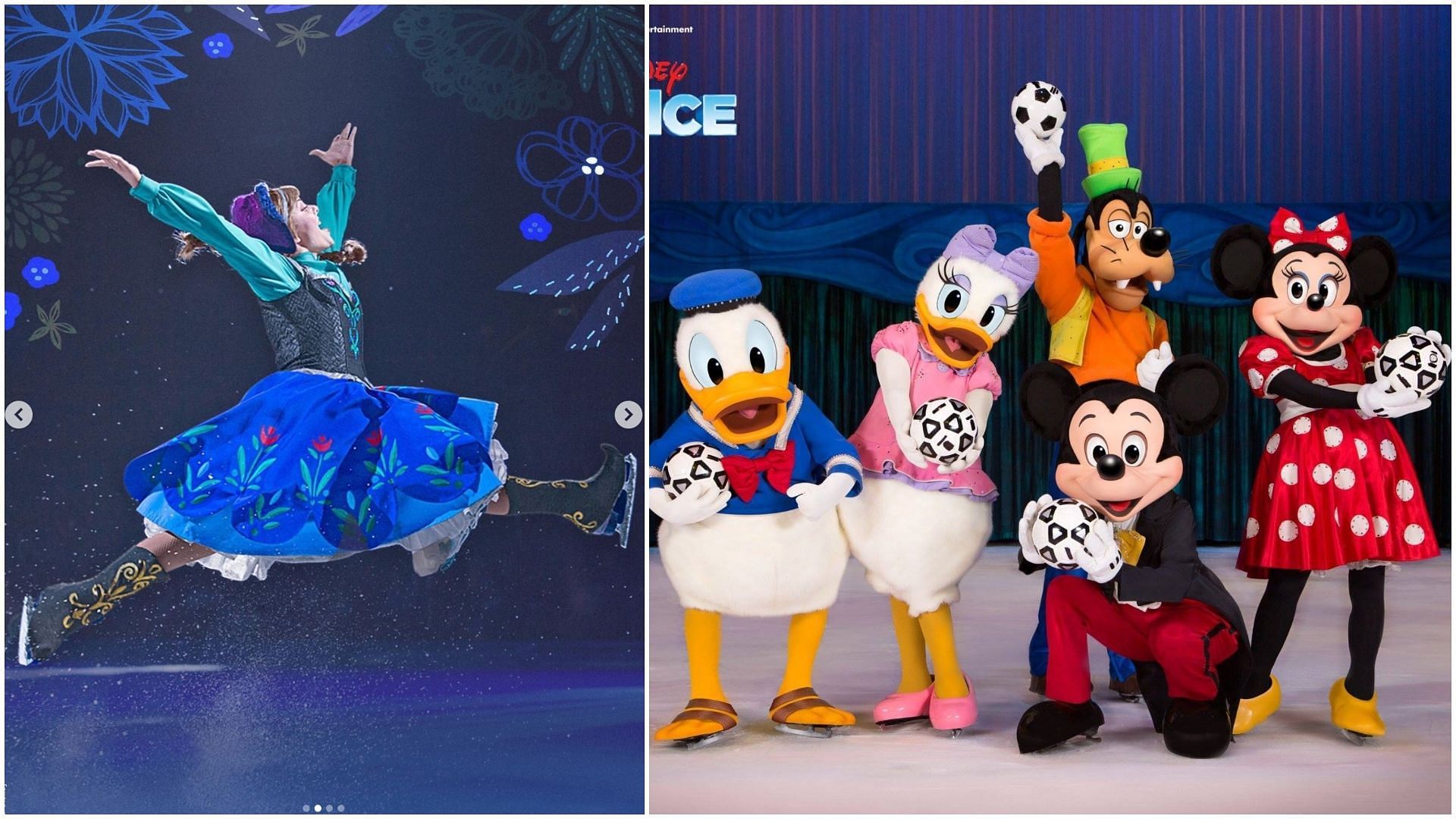 The Disney characters will perform Disney songs at these shows (Images via disneyonice/Instagram)