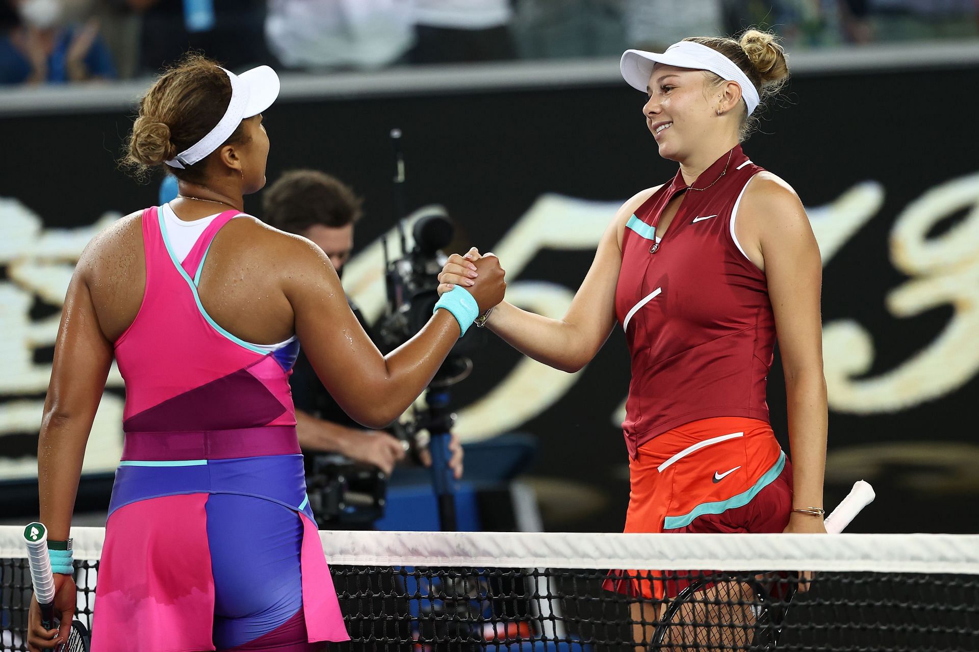 Naomi Osaka and Amanda Anisimova at the 2022 Australian Open.