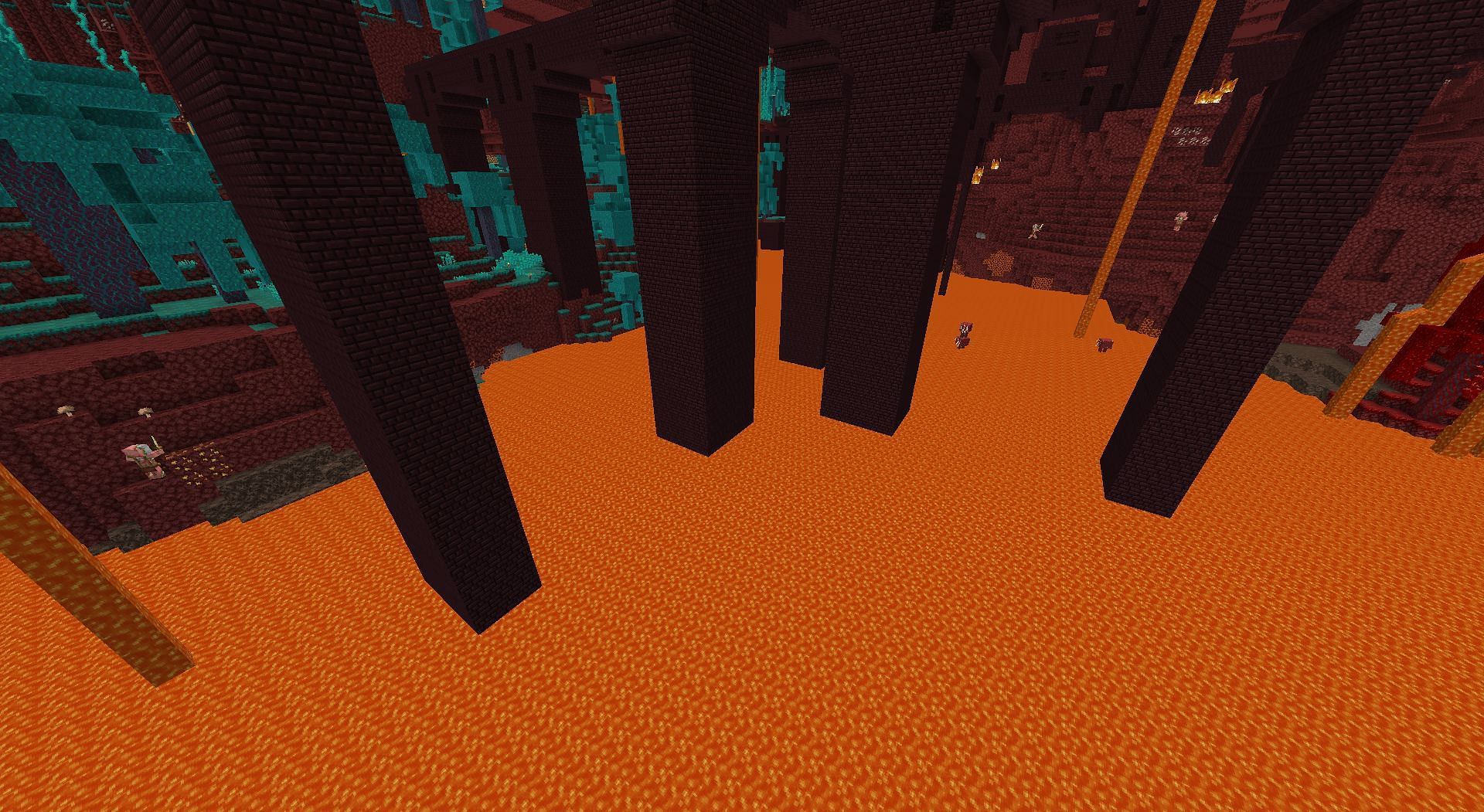 Fortresses usually generate over lava lakes (Image via Minecraft 1.18)