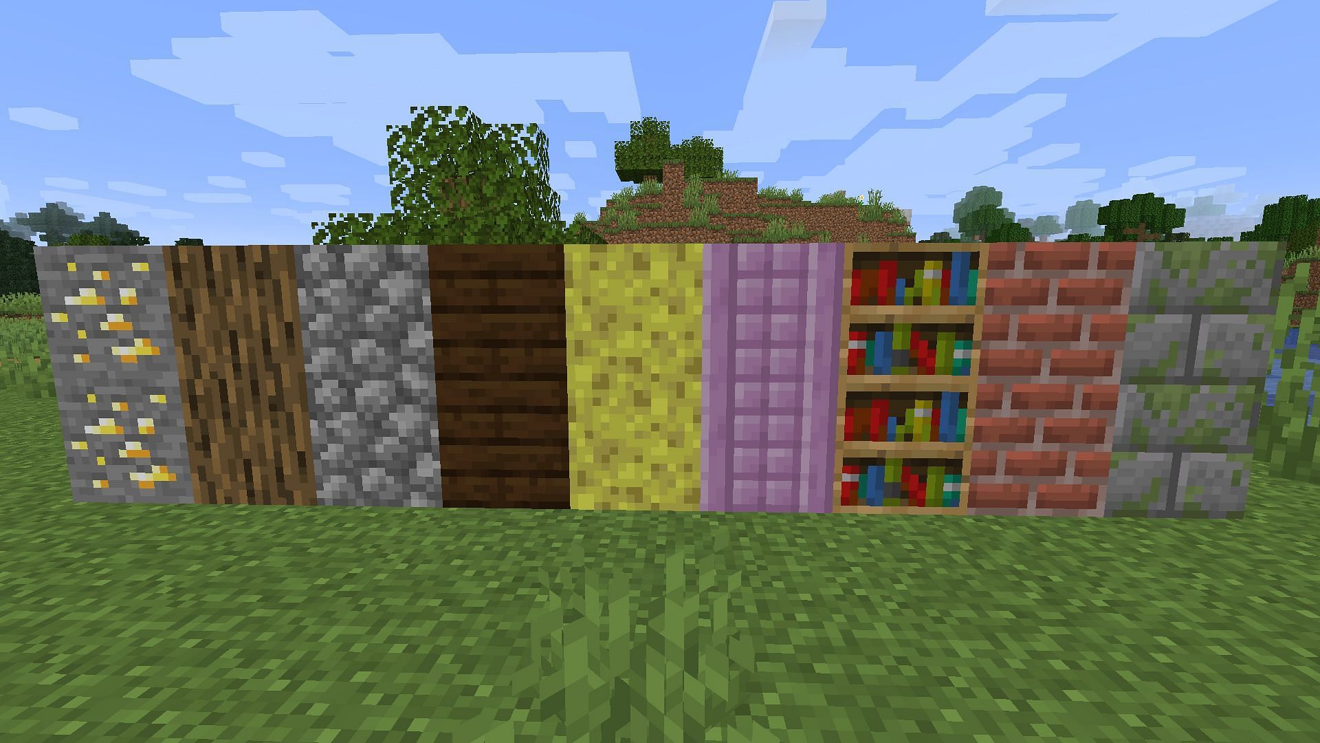 A block palette using vanilla textures (Image via Minecraft)