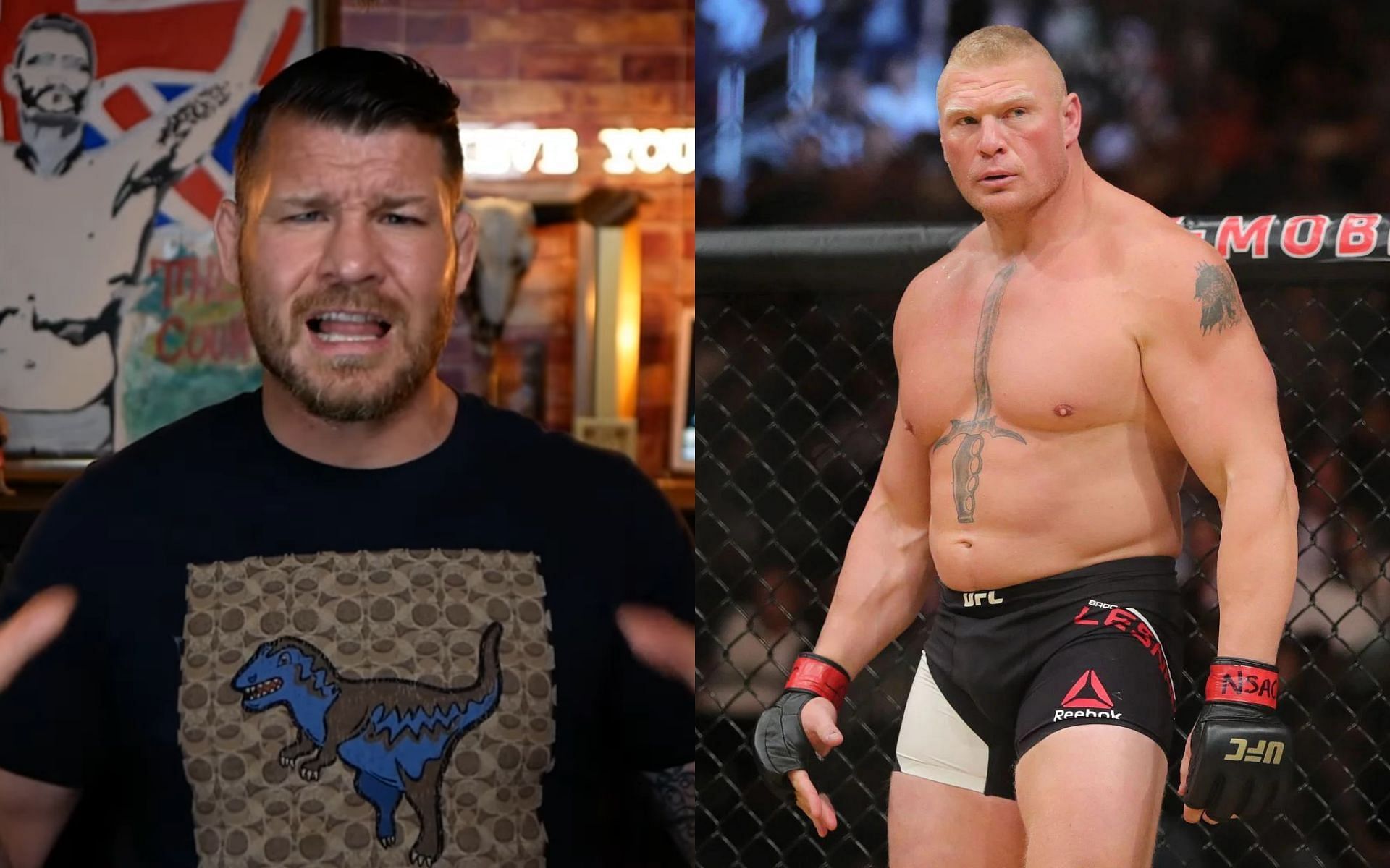 Michael Bisping (left), Brock Lesnar (right) [Bisping Image courtesy YouTube/MichaelBisping]