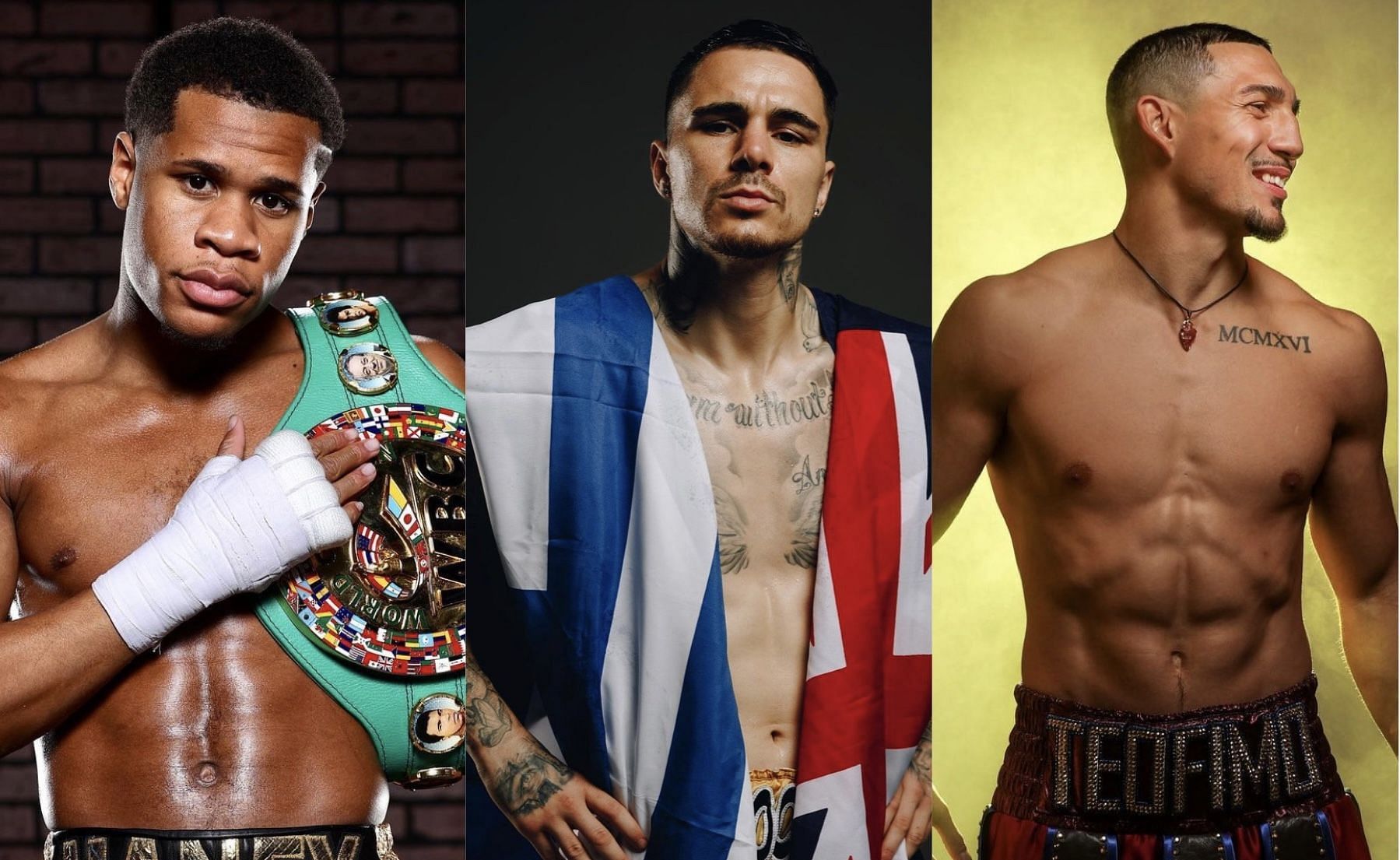 Devin Haney (left), George Kambosos Jr (middle), Teofimo Lopez (right) - [Images @realdevinhaney, @georgekambososjr, @teofimolopez via Instagram]