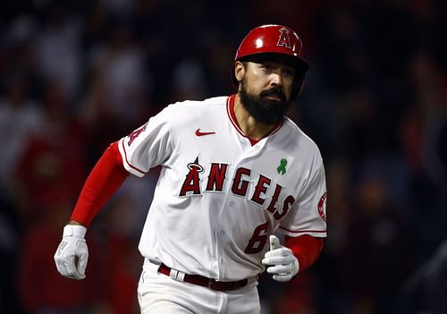 Angels third baseman Rendon went long batting left for the first time in his career against the Tampa Bay Rays at Angels Stadium.