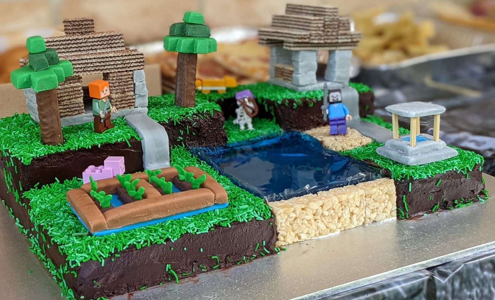 lego minecraft cake