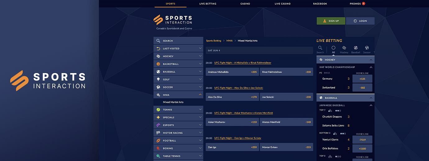 Sports Interaction is one of the biggest sportsbooks in Canada