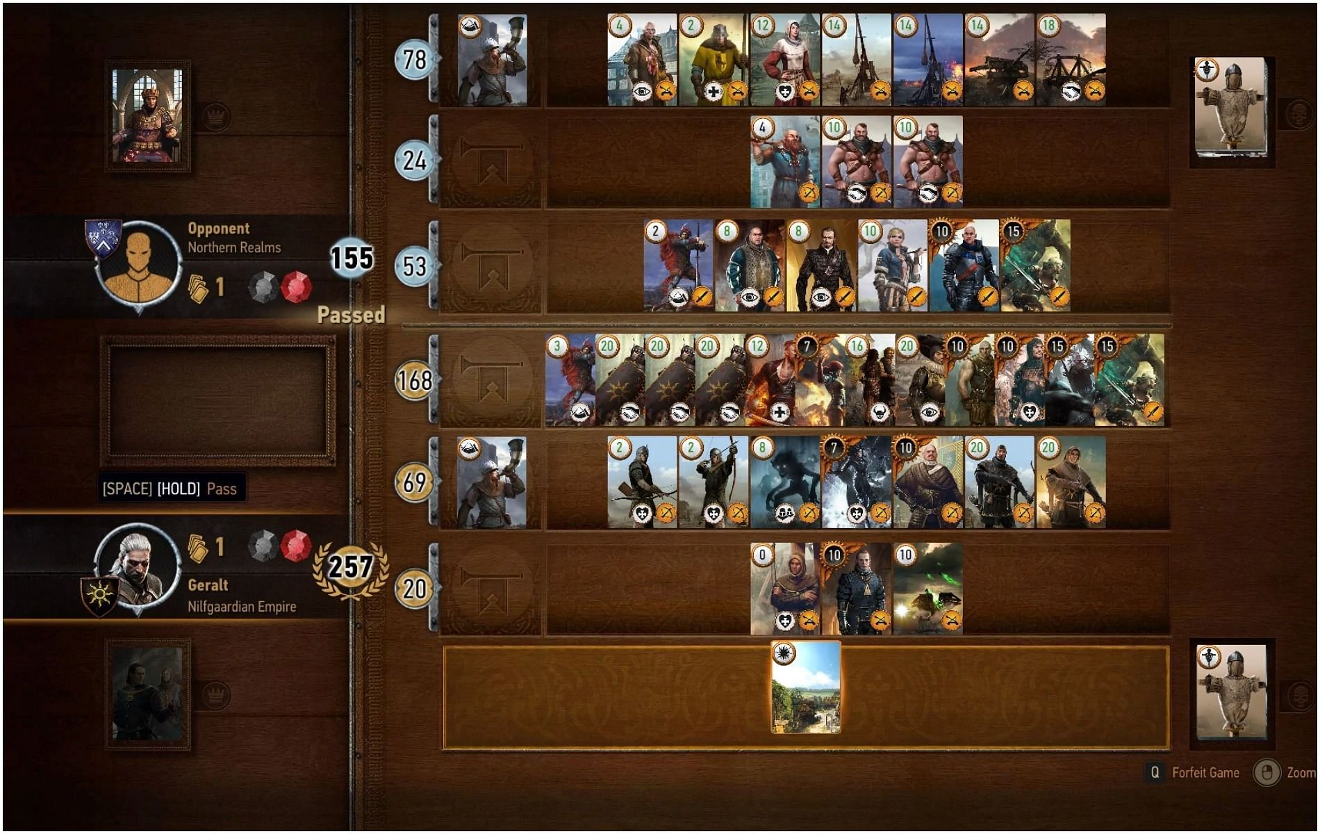 A round of Gwent from The Witcher 3: Wild Hunt (Image via CD Projekt RED)