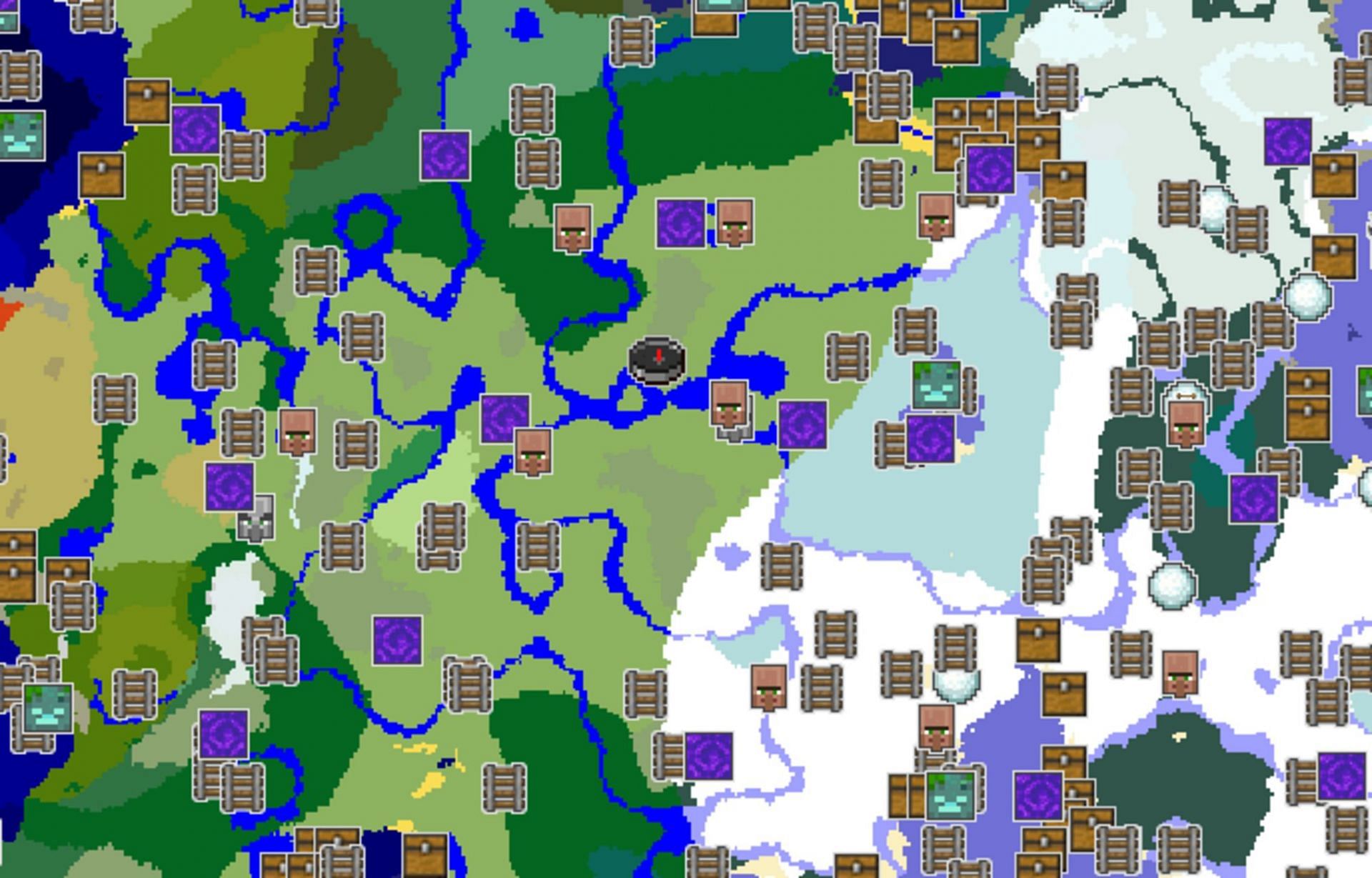 This seed comes loaded with villages (Image via Chunkbase)