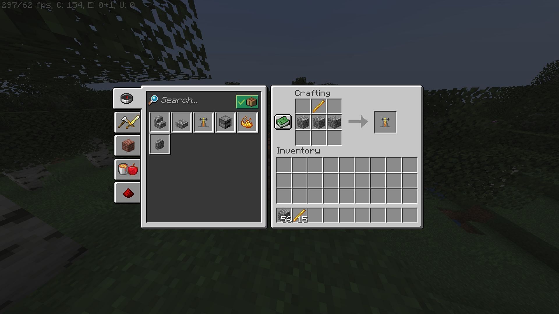 Recipe for a brewing stand (Image via Minecraft)