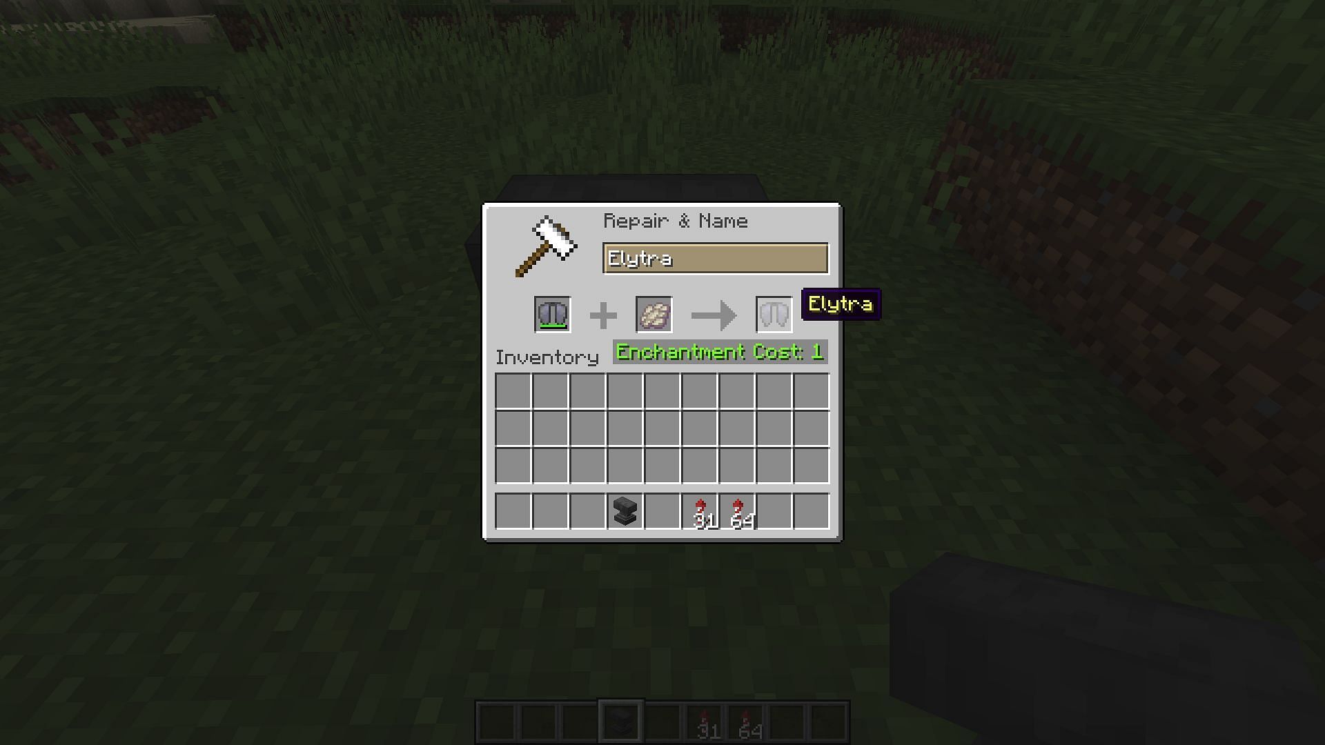 Phantom Membrane repairs the item (Image via Minecraft)