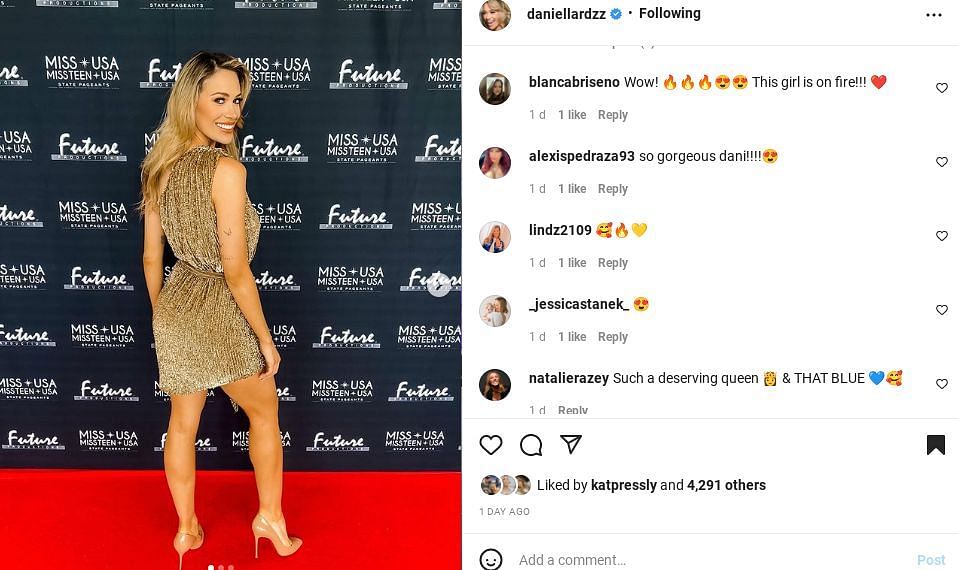 Former Miss Texas USA, Mrs. Correa&#039;s Instagram post gets showered with lovely comments.