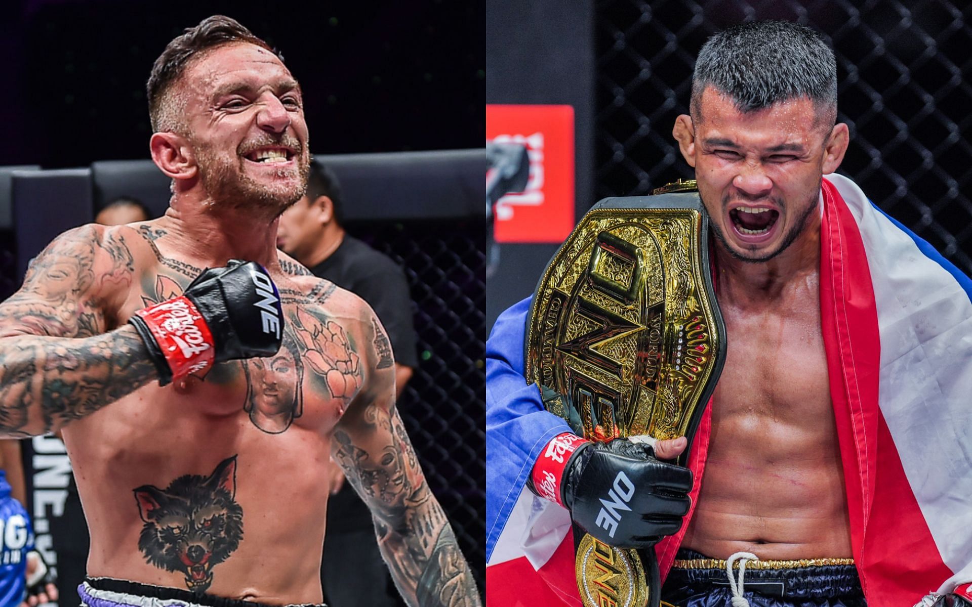 Liam Harrison (left) says his title challenge against Nong-O Gaiyanghadao (right) could happen in August. [Photos ONE Championship]