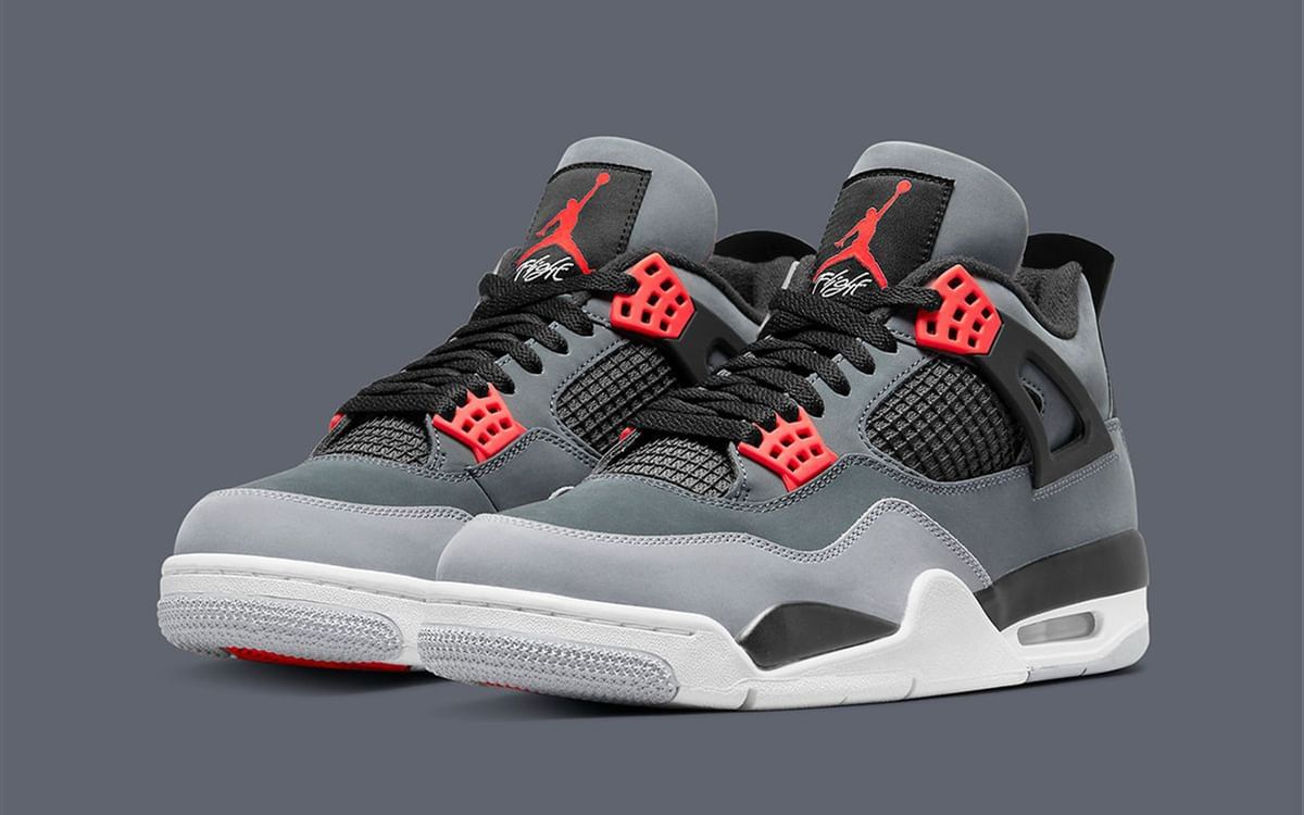black grey and red jordan 4