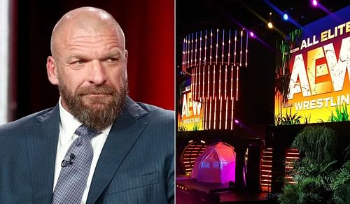 'The Game' Triple H (left); AEW titantron (right)