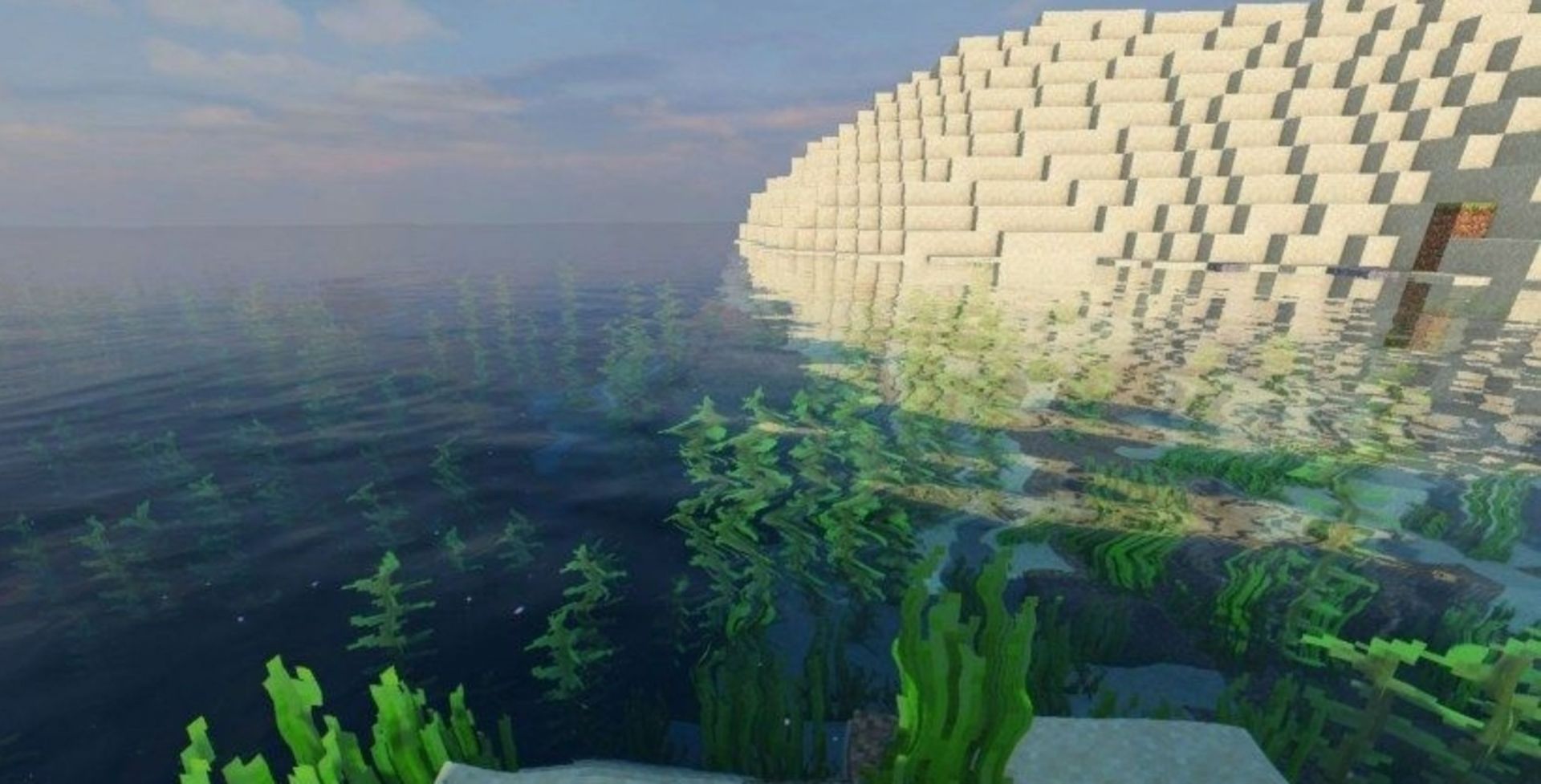 ProjectLuma keeps the water&#039;s surface nice and thin (Image via Mojang)