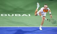 Rublev in action in the finals of the Dubai Duty Free Tennis Championships