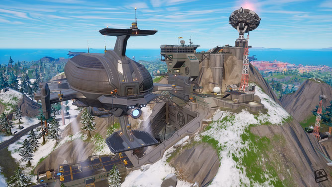 Drive a Battle Bus or fly a Choppa to Command Cavern in Fortnite Chapter 3