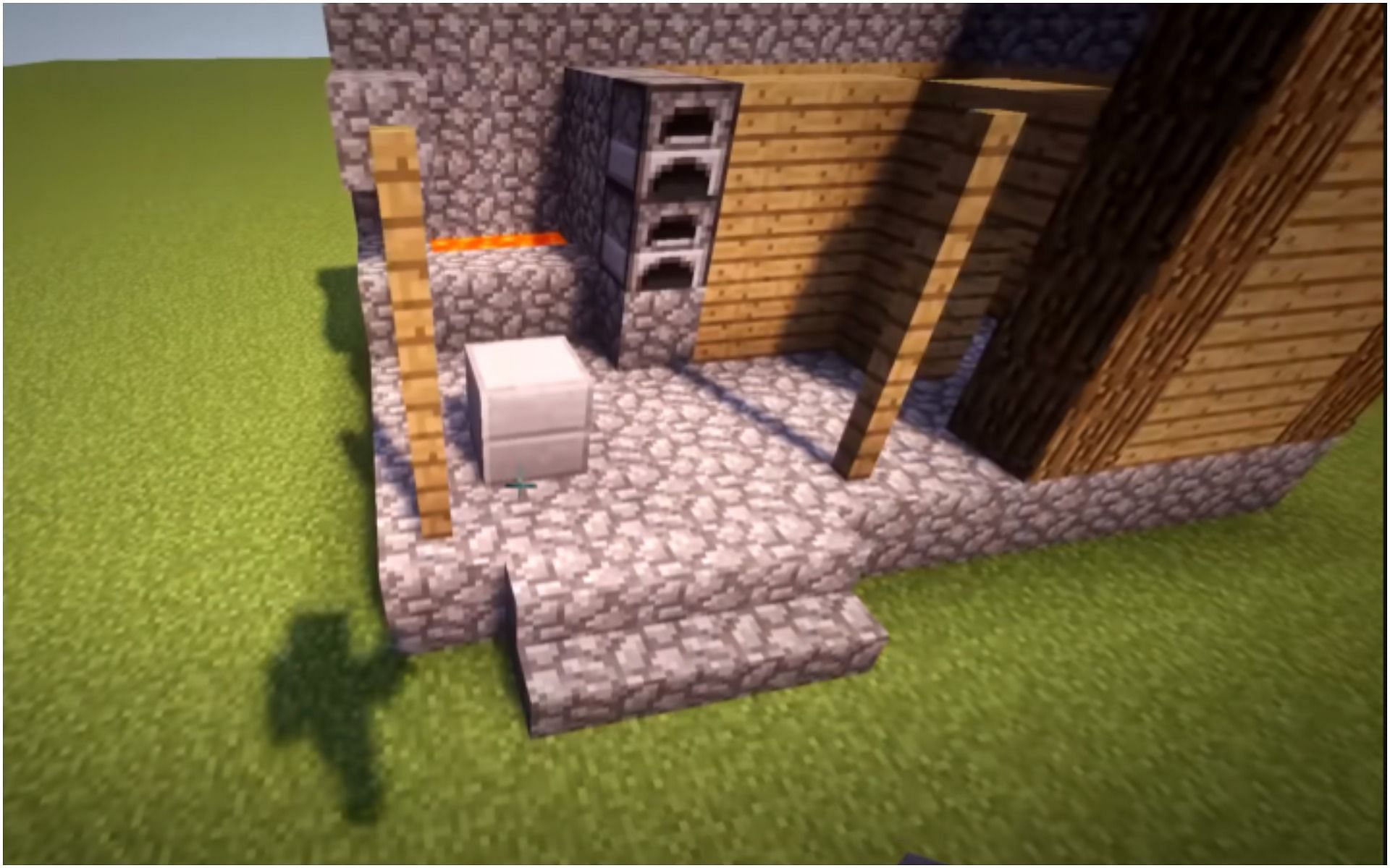 Iron bars and stone slabs (Image via Minecraft)