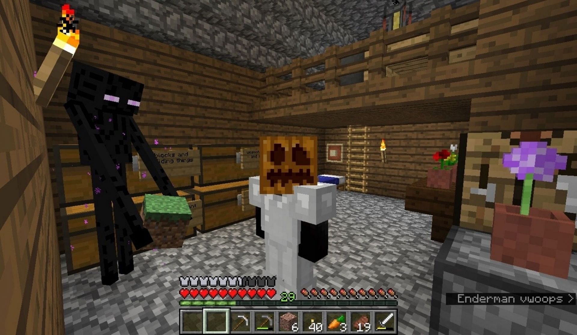 Carved pumpkins can partially pacify endermen (Image via Gay-slime/tumblr)