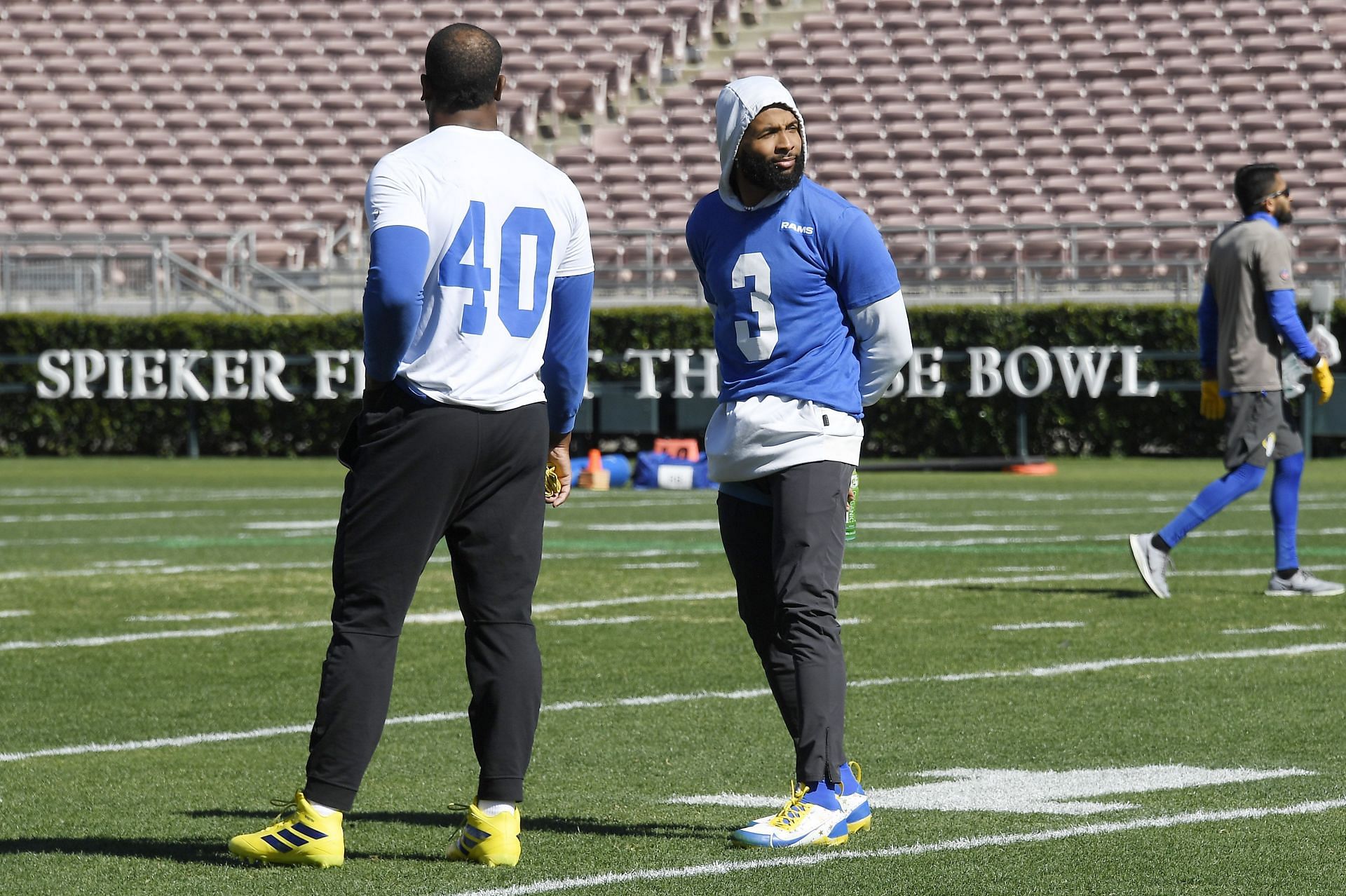 Von Miller and Odell Beckham Jr. at Super Bowl LVI - Los Angeles Rams Practice