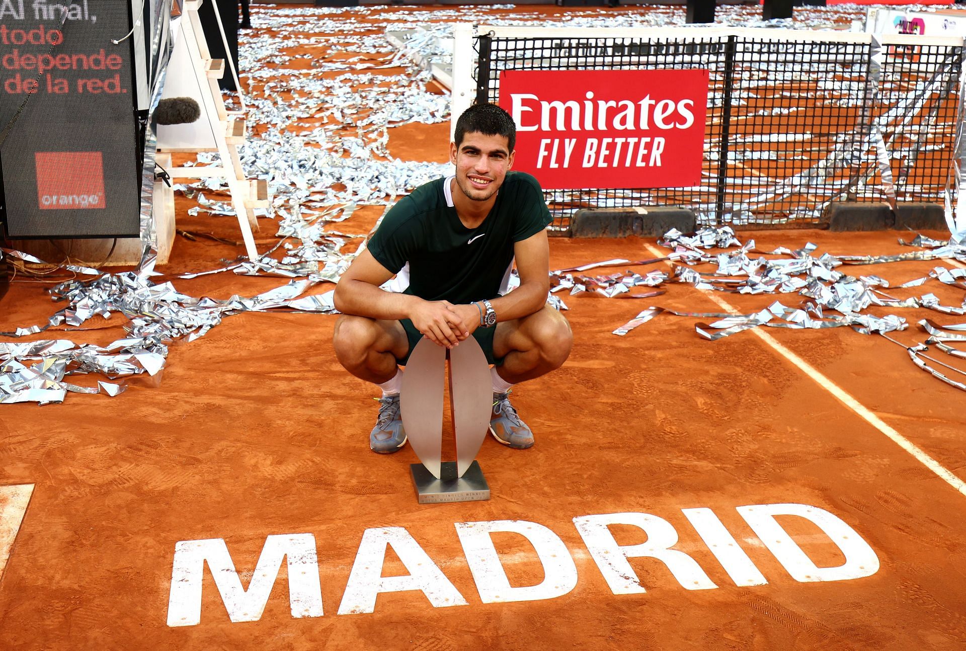 Carlos Alcaraz celebrates his Madrid Masters win