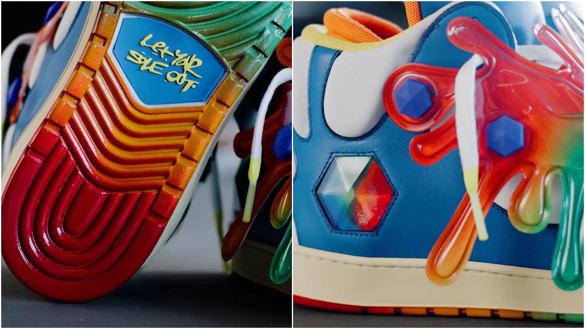 Closeup of the details on the sneakers (Image via Gushers)