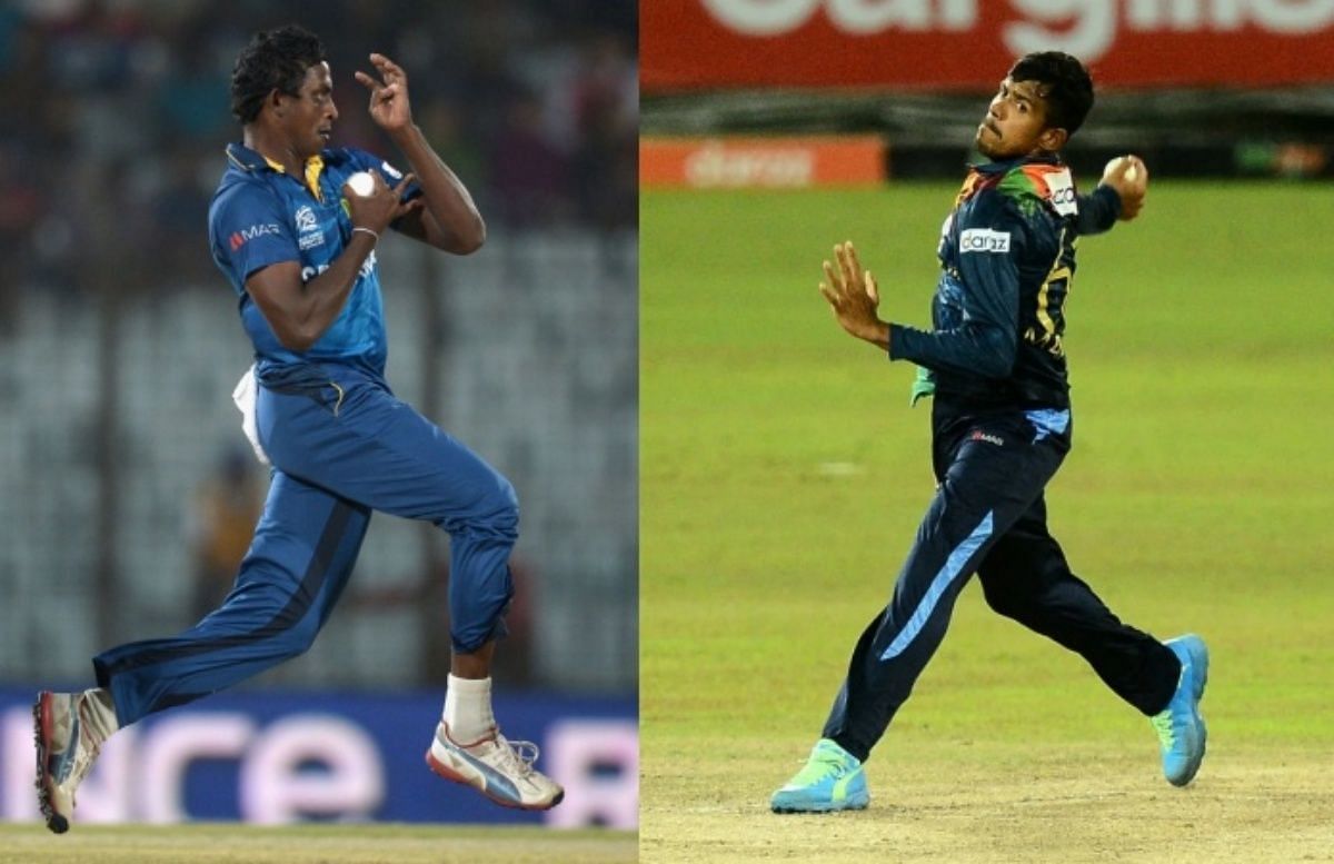 Ajantha Mendis (left) and Maheesh Theekshana. Pics: Getty Images