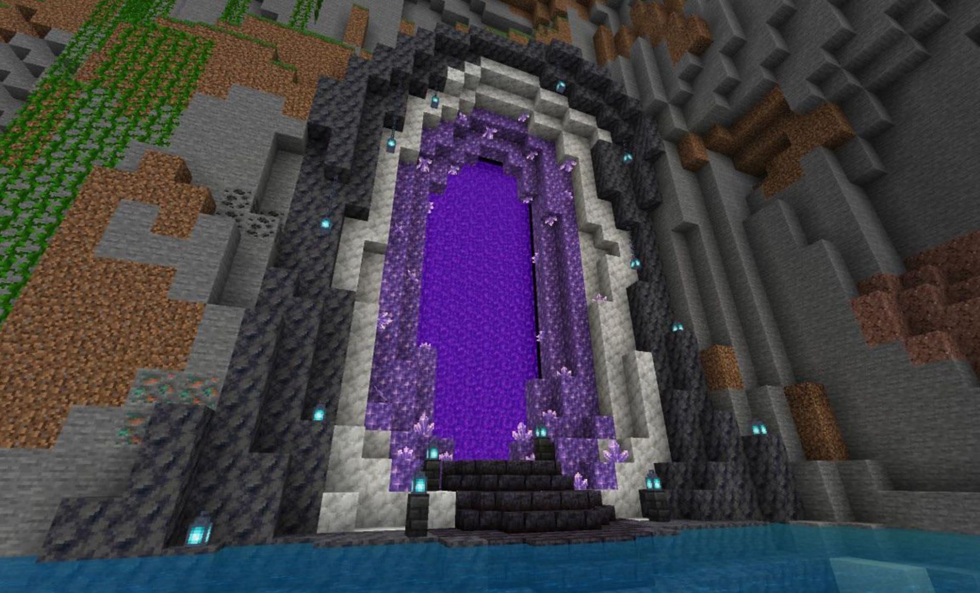 Another view of the Redditor&#039;s nether portal (Image via u/joshabes, Reddit)