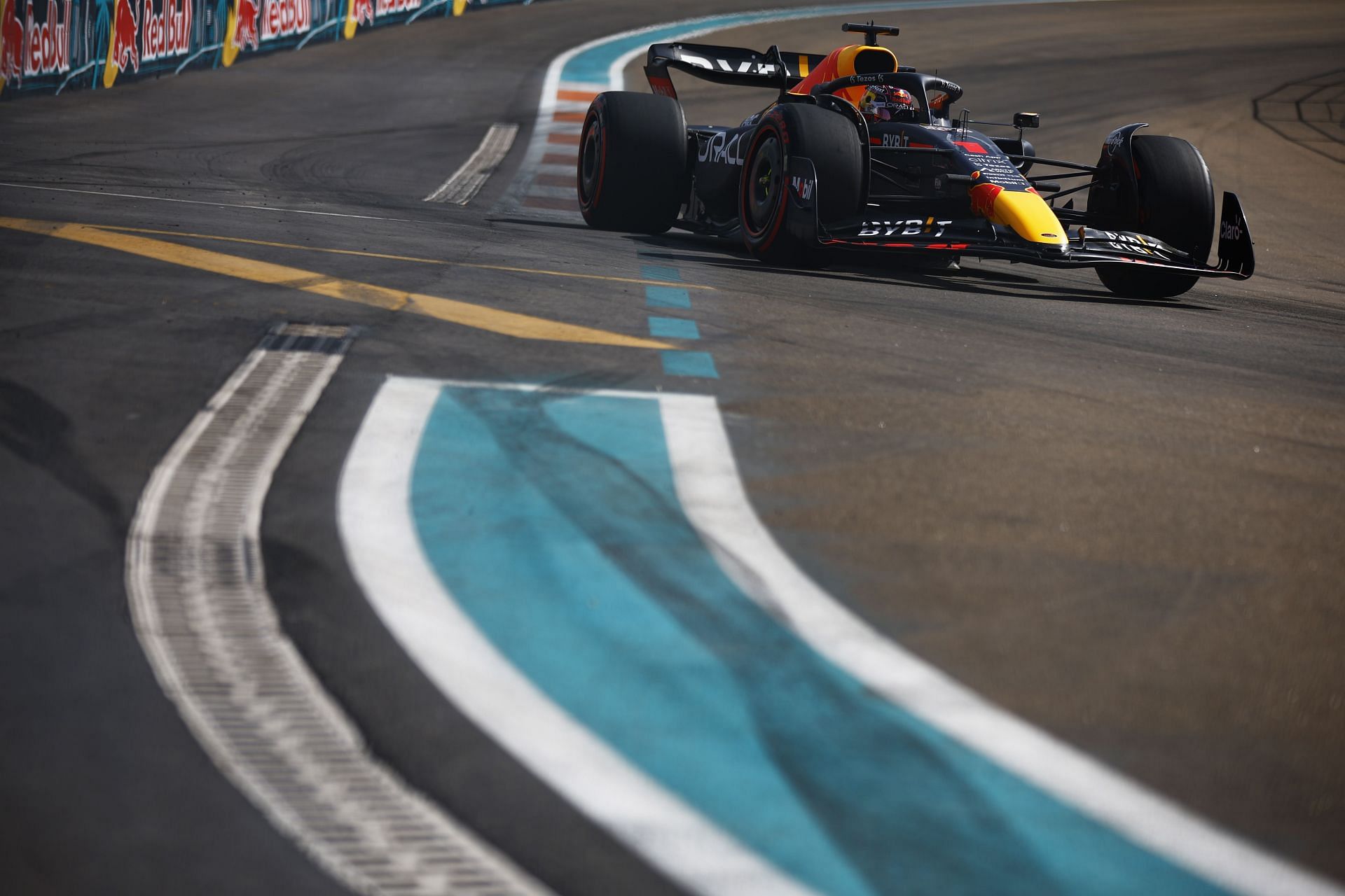 Red Bull&#039;s Max Verstappen in action during qualifying for the 2022 F1 Miami GP. (Photo by Jared C. Tilton/Getty Images)