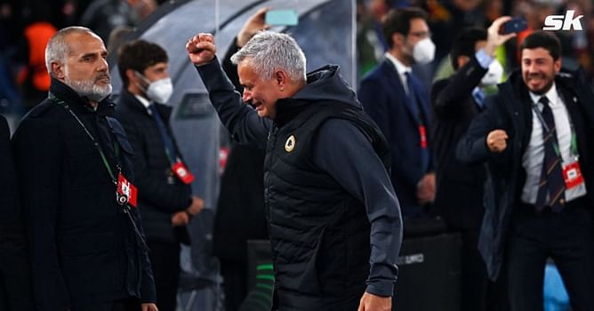 Watch: Jose Mourinho bursts into tears as AS Roma beat Leicester City to reach Europa League Conference final