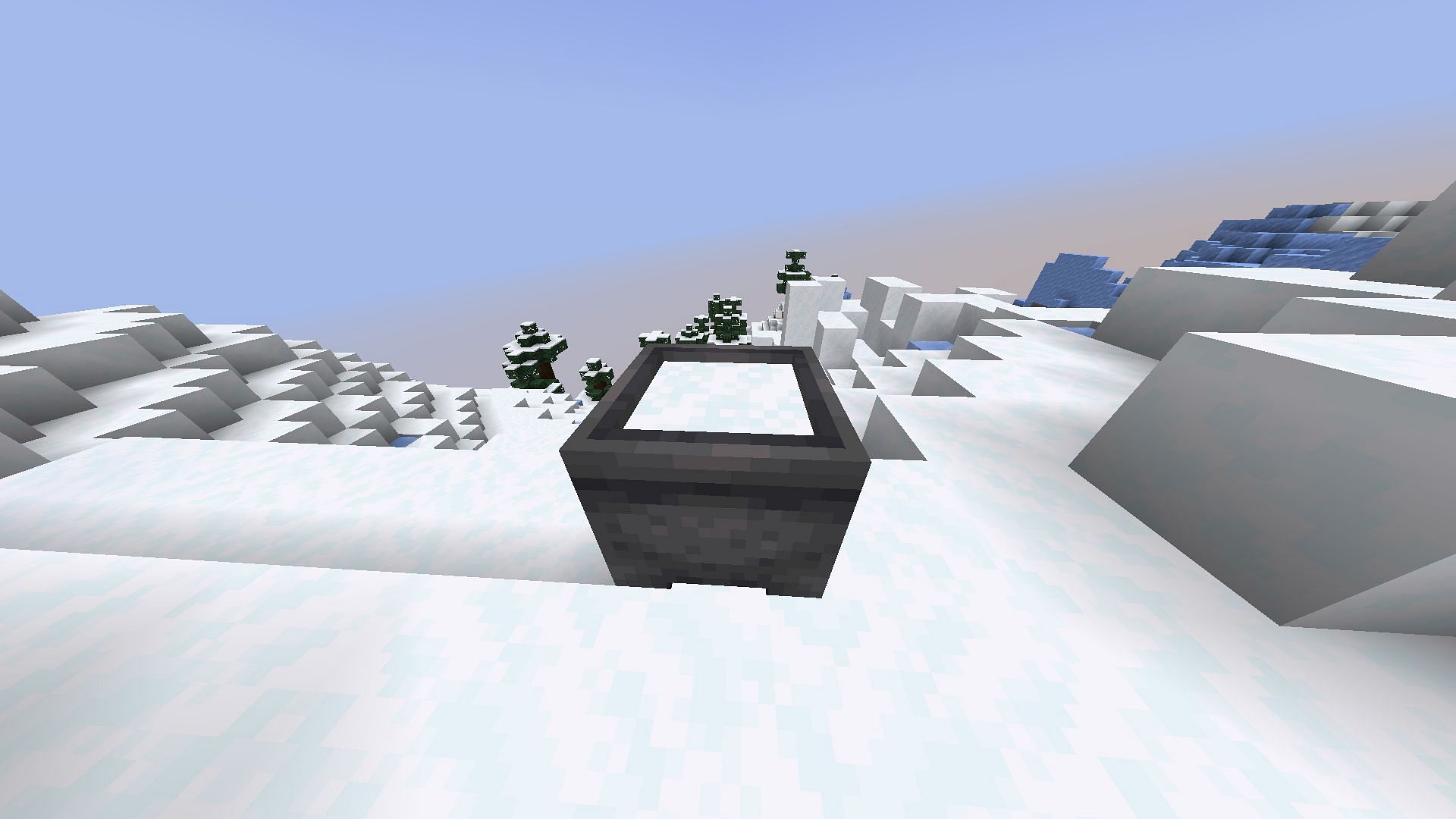 A cauldron filled with powder snow (Image via Minecraft)