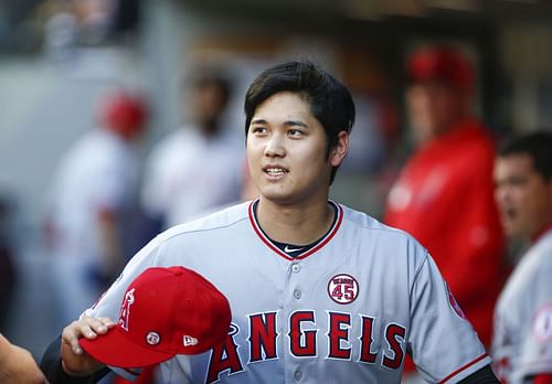 Ohtani as seen Los Angeles Angels of Anaheim v Seattle Mariners