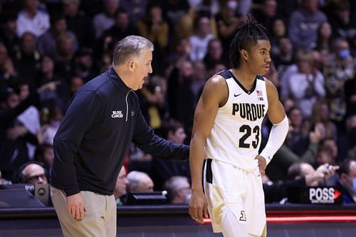 Purdue head coach Matt Painter and Jaden Ivey.