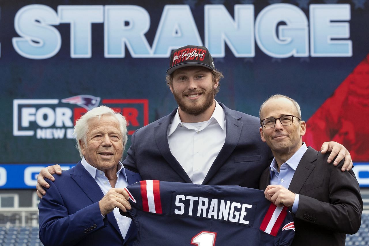 New England Patriots interior offensive lineman Cole Strange