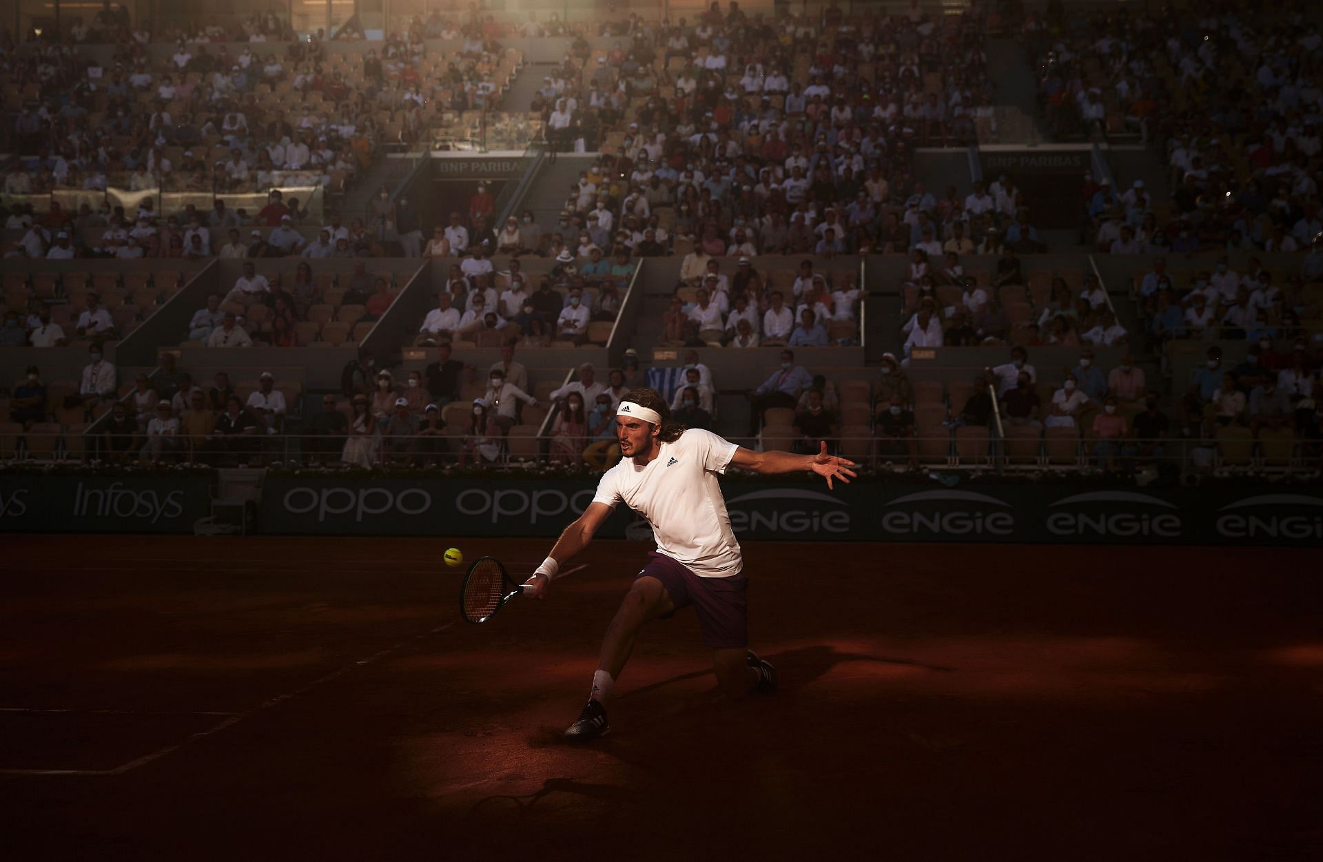 The Greek in action at the 2021 French Open final