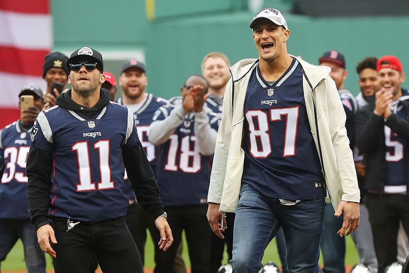 Tom Brady Sports Patriots Gear With Rob Gronkowski, Julian Edelman