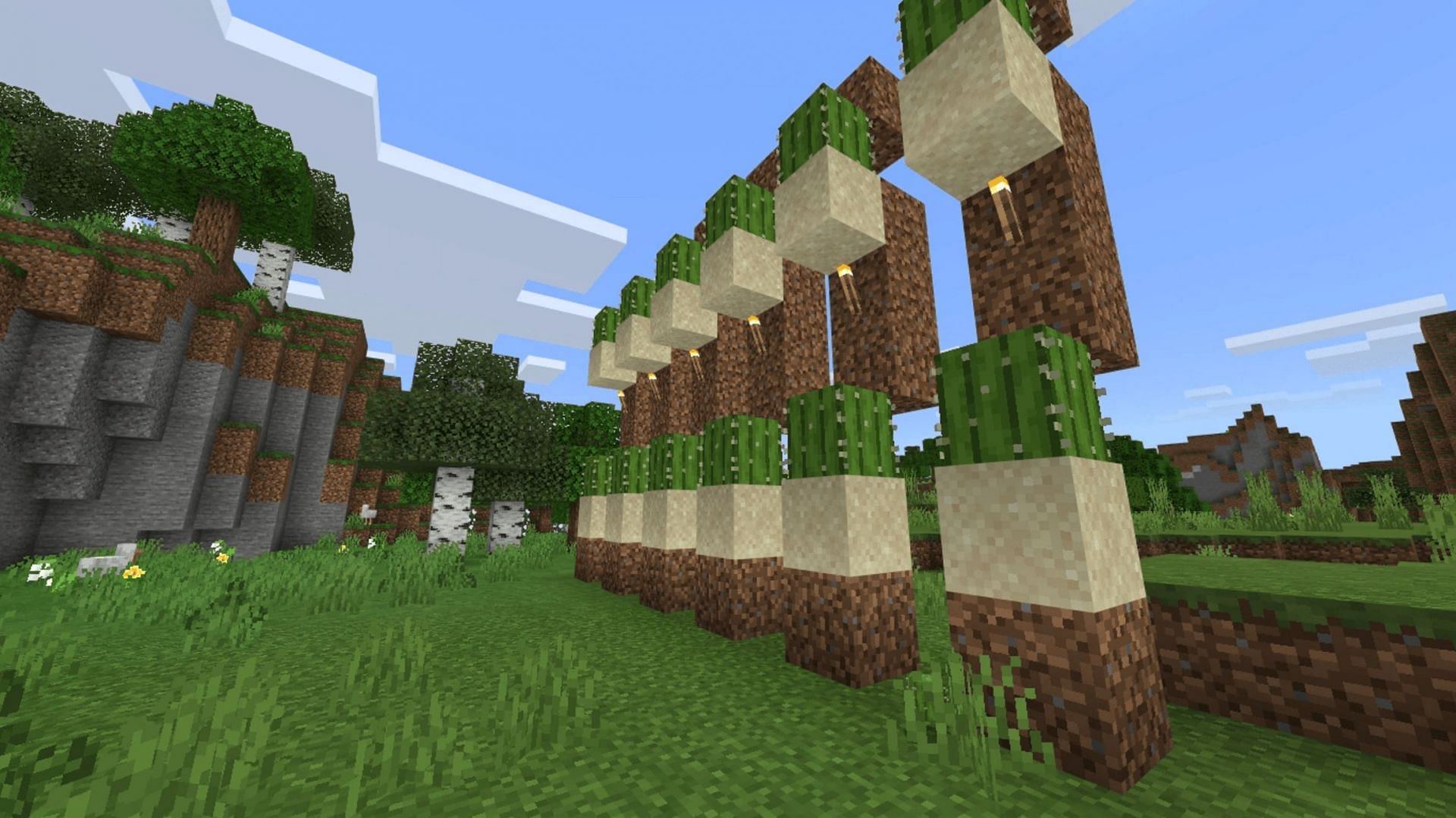 Cactus breaks when adjacent to blocks, meaning players can use this fact to farm it (Image via Mojang)