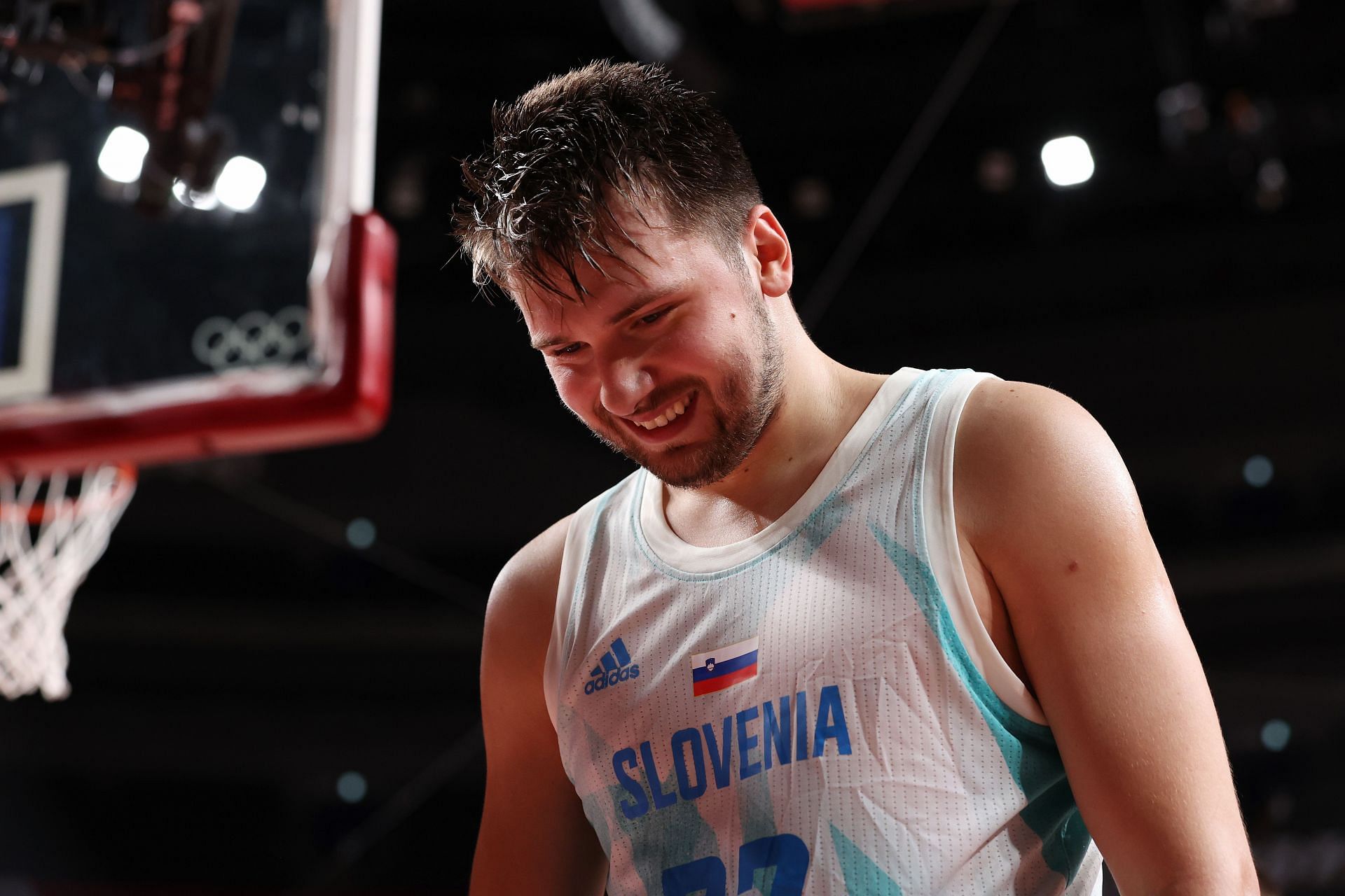 Luka Doncic playing for Slovenia in the Olympics