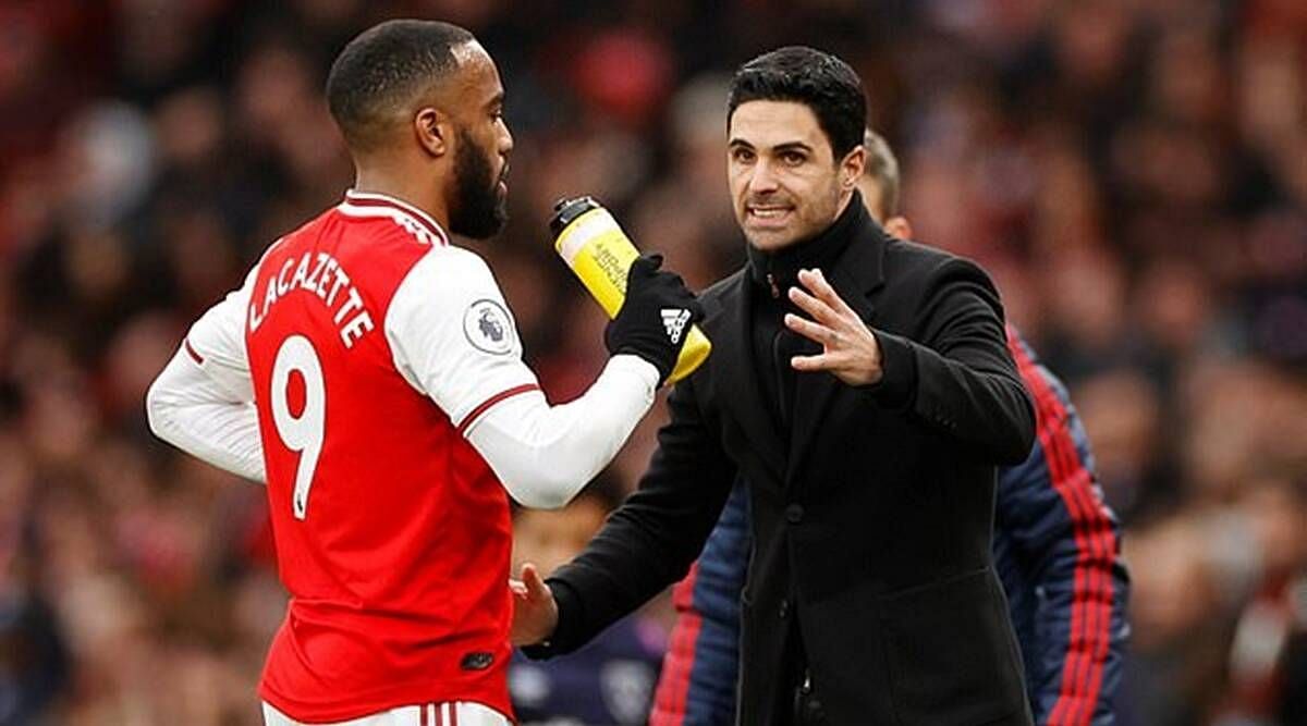 Alexandre Lacazette (left) and Mikel Arteta (right) (cred: The Indian Express)
