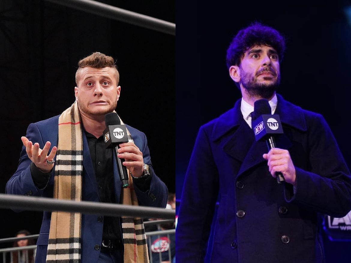 MJF (left) and AEW President Tony Khan (right).