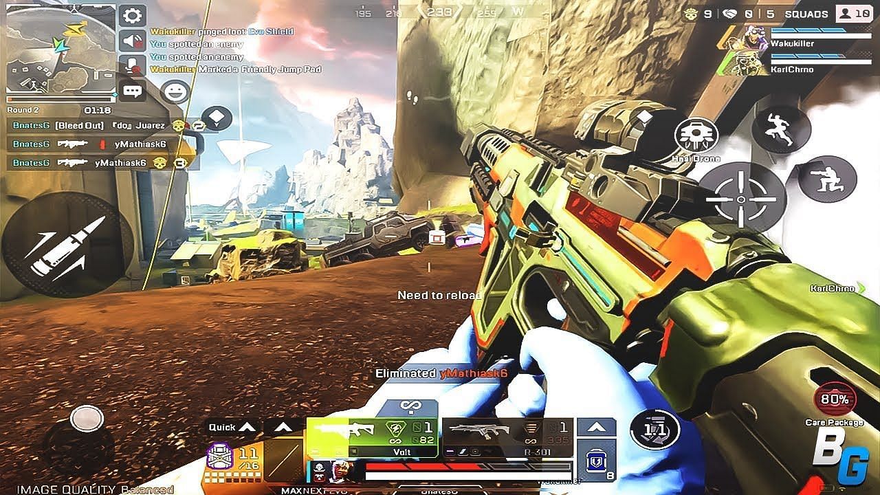 A screenshot of gameplay from Apex Legends Mobile (Image via EA)
