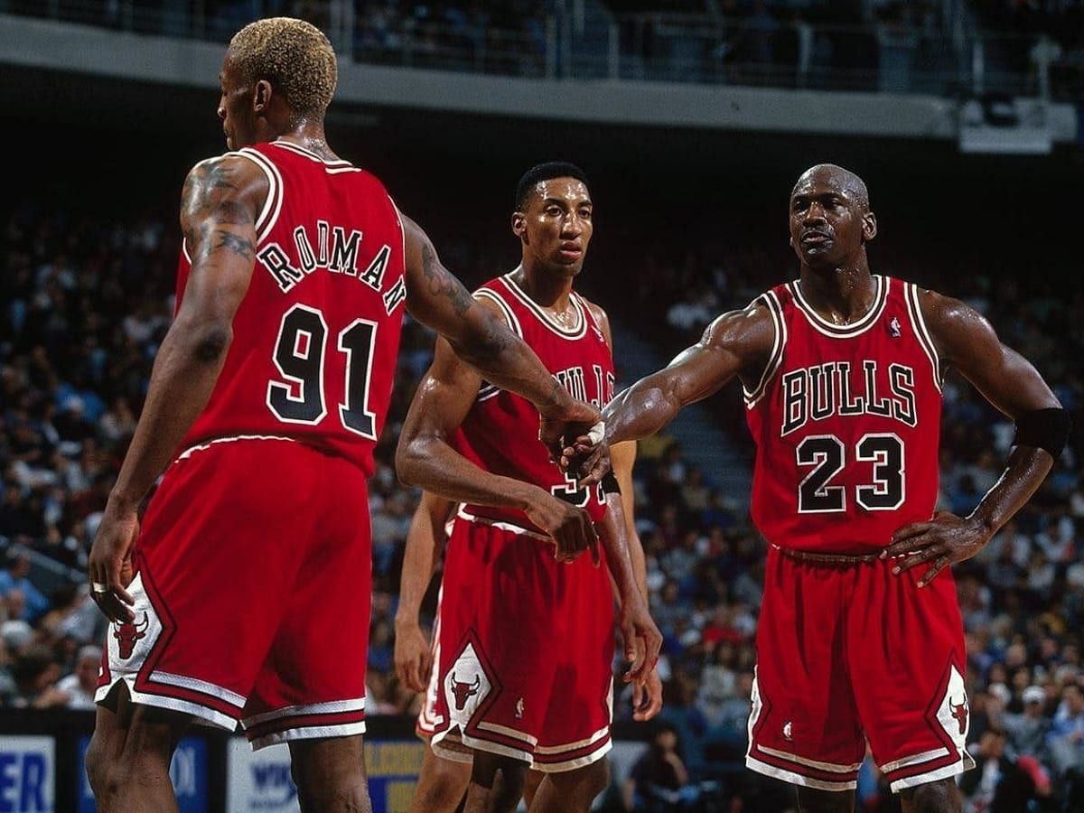 Original Chicago Bulls Dennis Rodman Michael Jordan And Famer